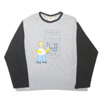 THE SIMPSONS Mens Grey & Black Graphic T-Shirt XL Long Sleeve Crew Neck Cartoon