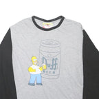 THE SIMPSONS Mens Grey & Black Graphic T-Shirt XL Long Sleeve Crew Neck Cartoon