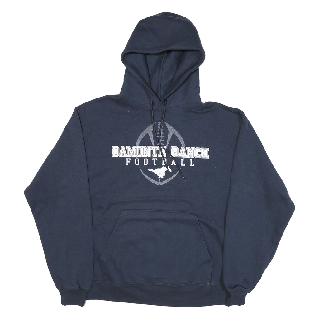CHAMPION Mens Navy Damonte Ranch Football Pullover Hoodie M Cotton Blend