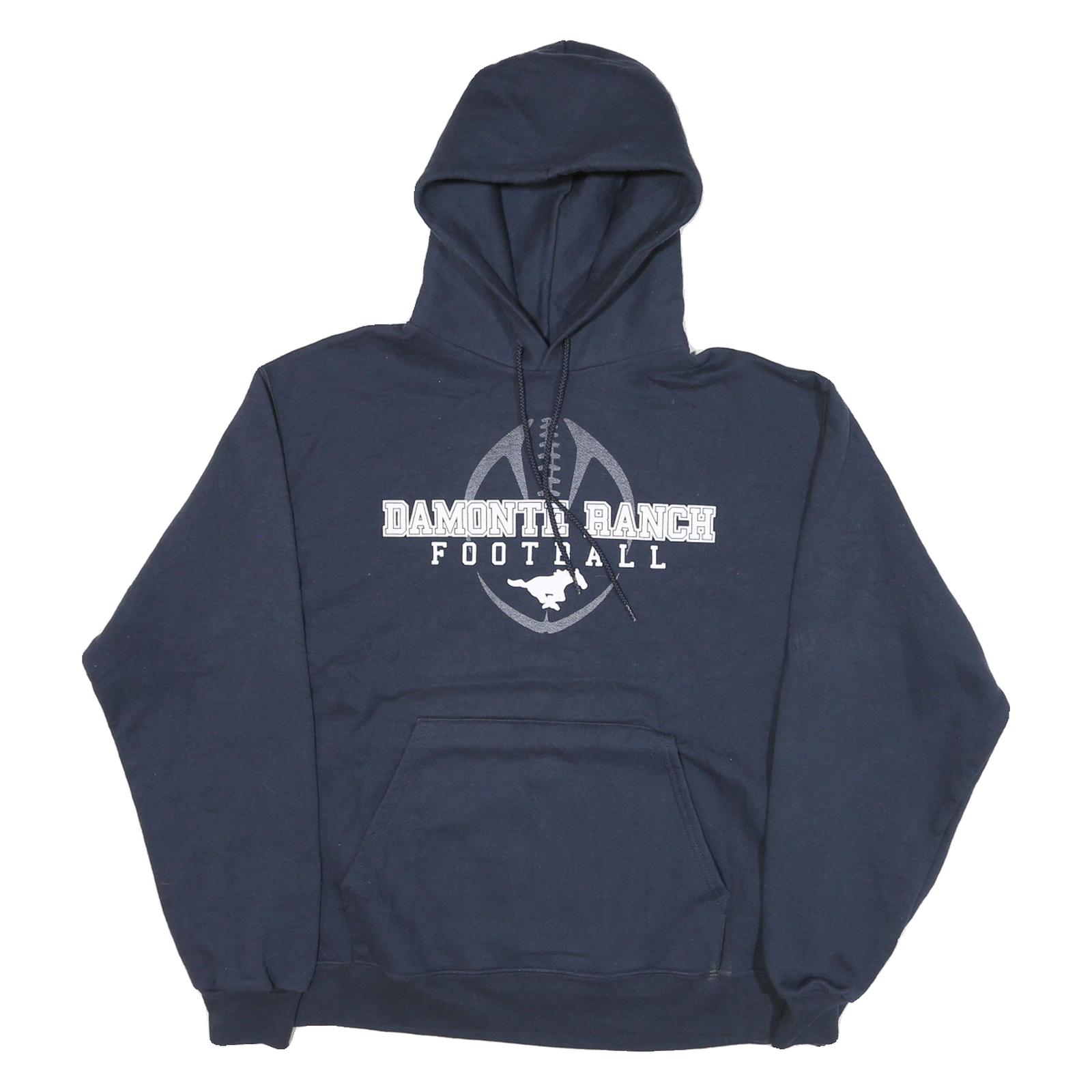 CHAMPION Mens Navy Damonte Ranch Football Pullover Hoodie M Cotton Blend