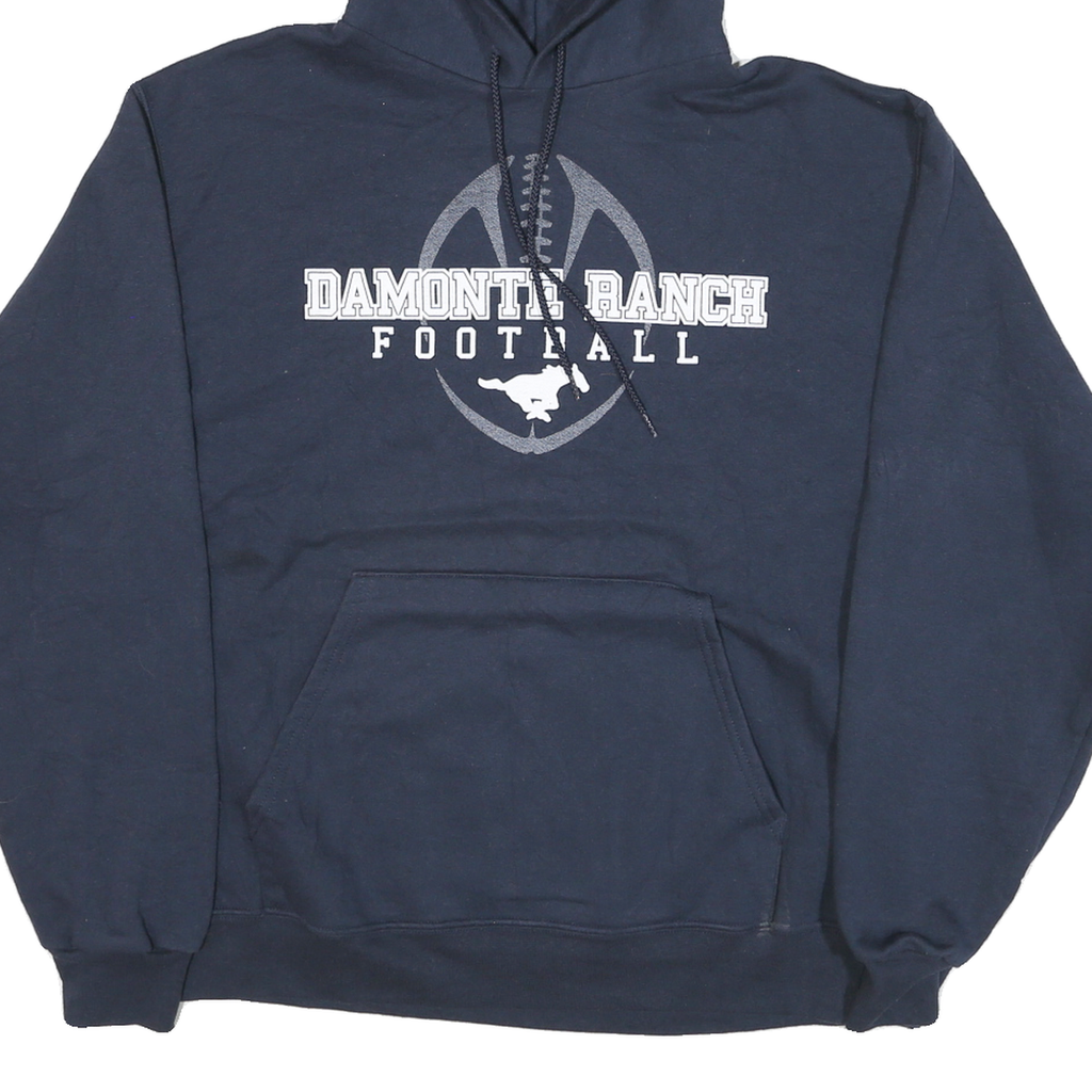 CHAMPION Mens Navy Damonte Ranch Football Pullover Hoodie M Cotton Blend