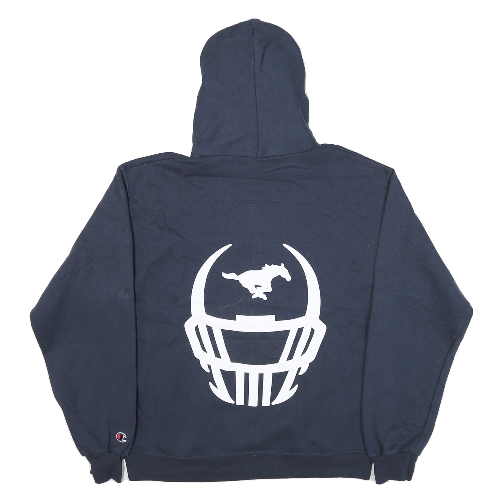 CHAMPION Mens Navy Damonte Ranch Football Pullover Hoodie M Cotton Blend