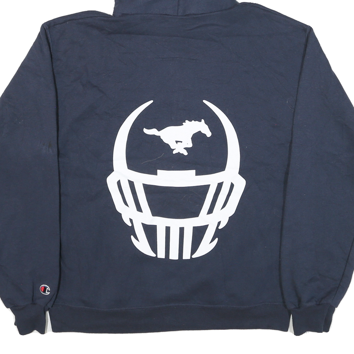 CHAMPION Mens Navy Damonte Ranch Football Pullover Hoodie M Cotton Blend