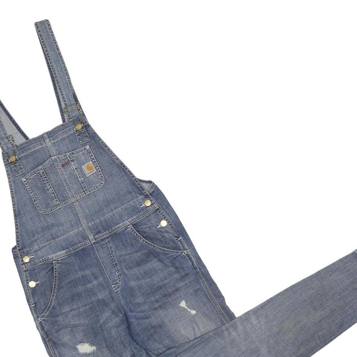 CARHARTT Womens Blue Denim Dungarees Slim Fit Cotton Blend S W32 L28 Casual