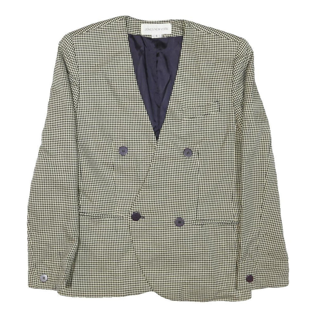 JONES NEW YORK Mens Black & White Houndstooth Double Button Jacket M Cotton