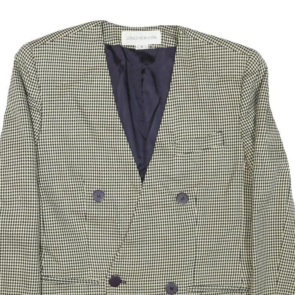 JONES NEW YORK Mens Black & White Houndstooth Double Button Jacket M Cotton