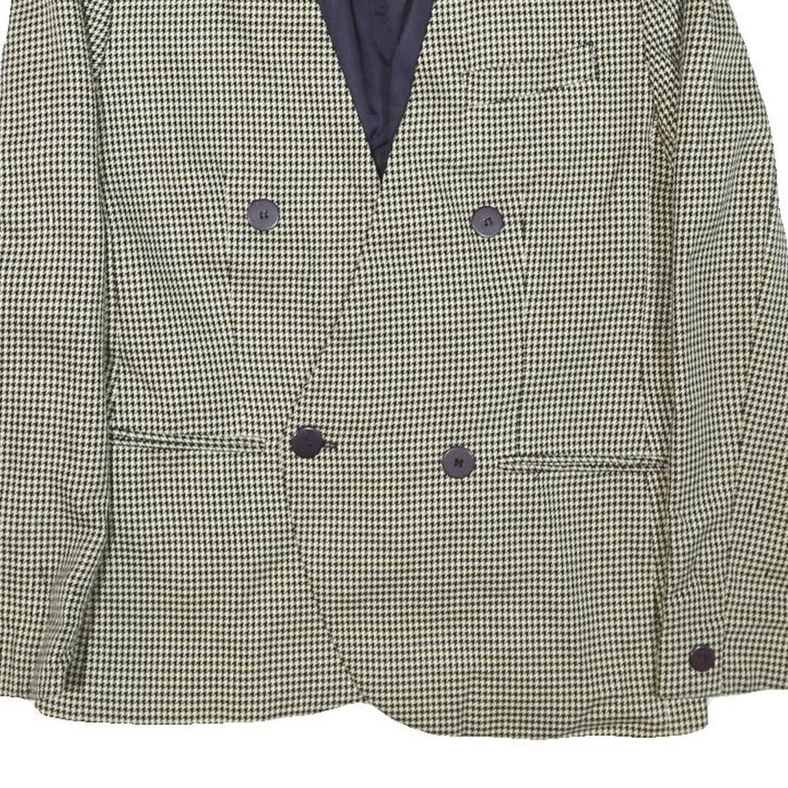 JONES NEW YORK Mens Black & White Houndstooth Double Button Jacket M Cotton