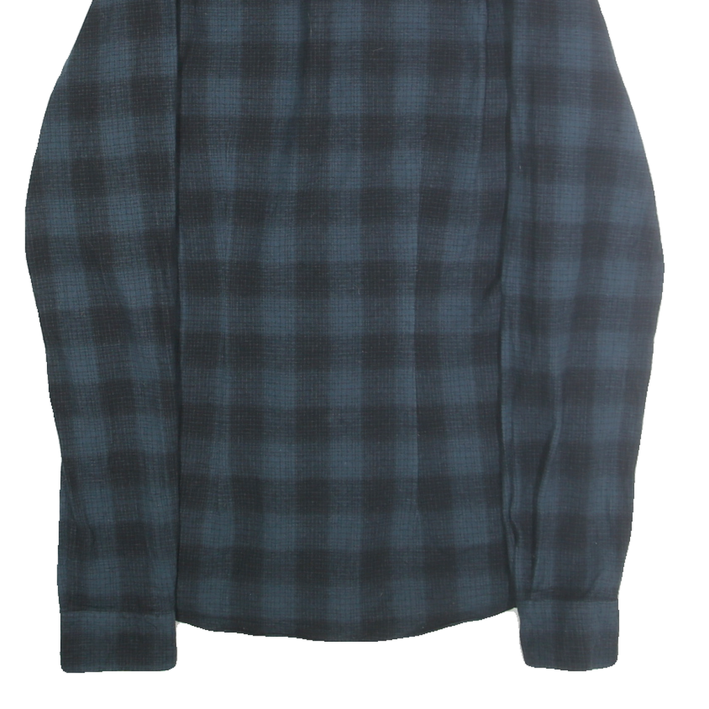 LONG JOHN & SONS Mens Blue & Black Check Shirt M Cotton Casual Button Shirt