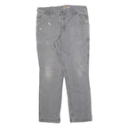 CARHARTT Mens Relaxed Grey Cotton Blend Trousers W36 L29 Workwear Zip Closure