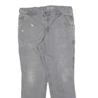 CARHARTT Mens Relaxed Grey Cotton Blend Trousers W36 L29 Workwear Zip Closure