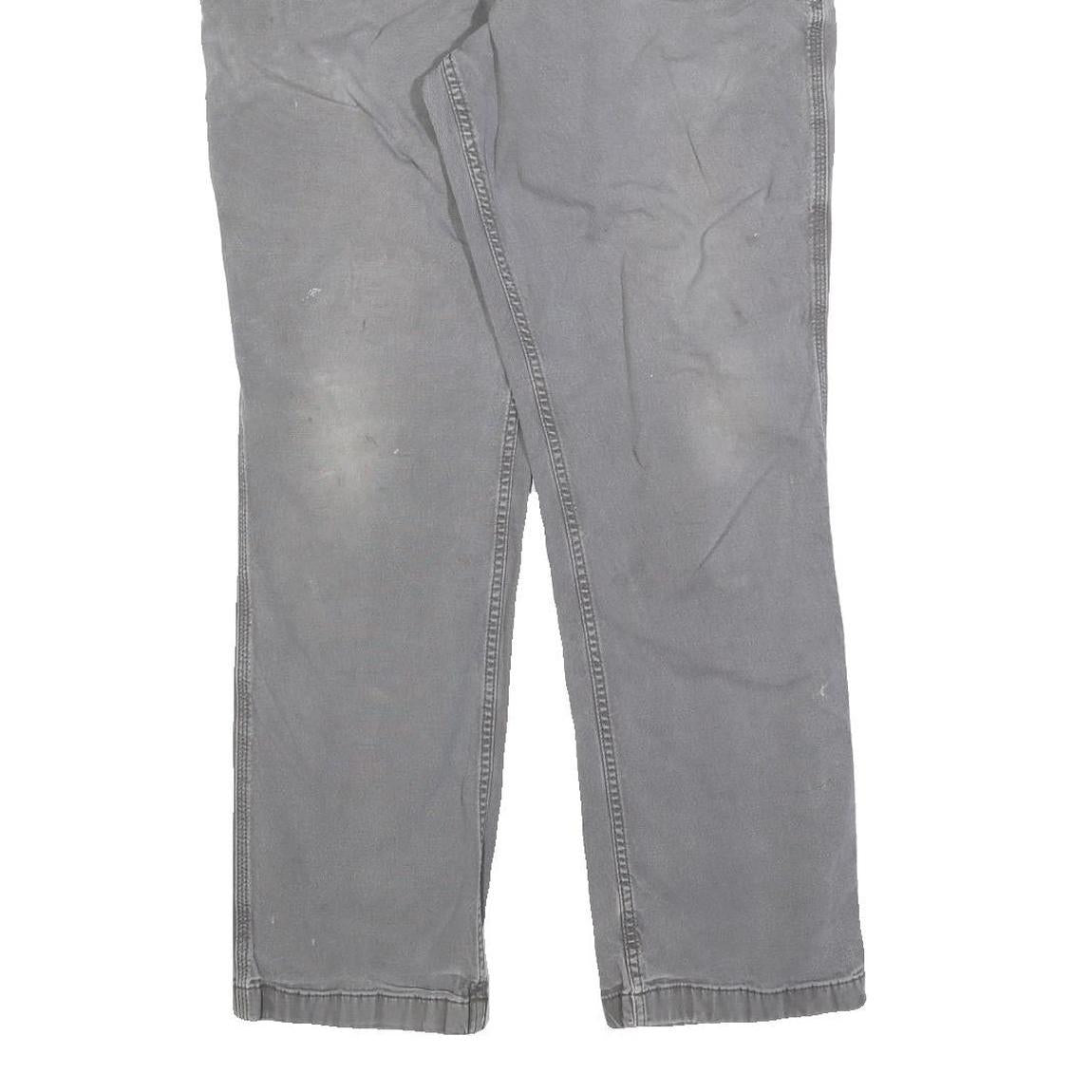 CARHARTT Mens Relaxed Grey Cotton Blend Trousers W36 L29 Workwear Zip Closure