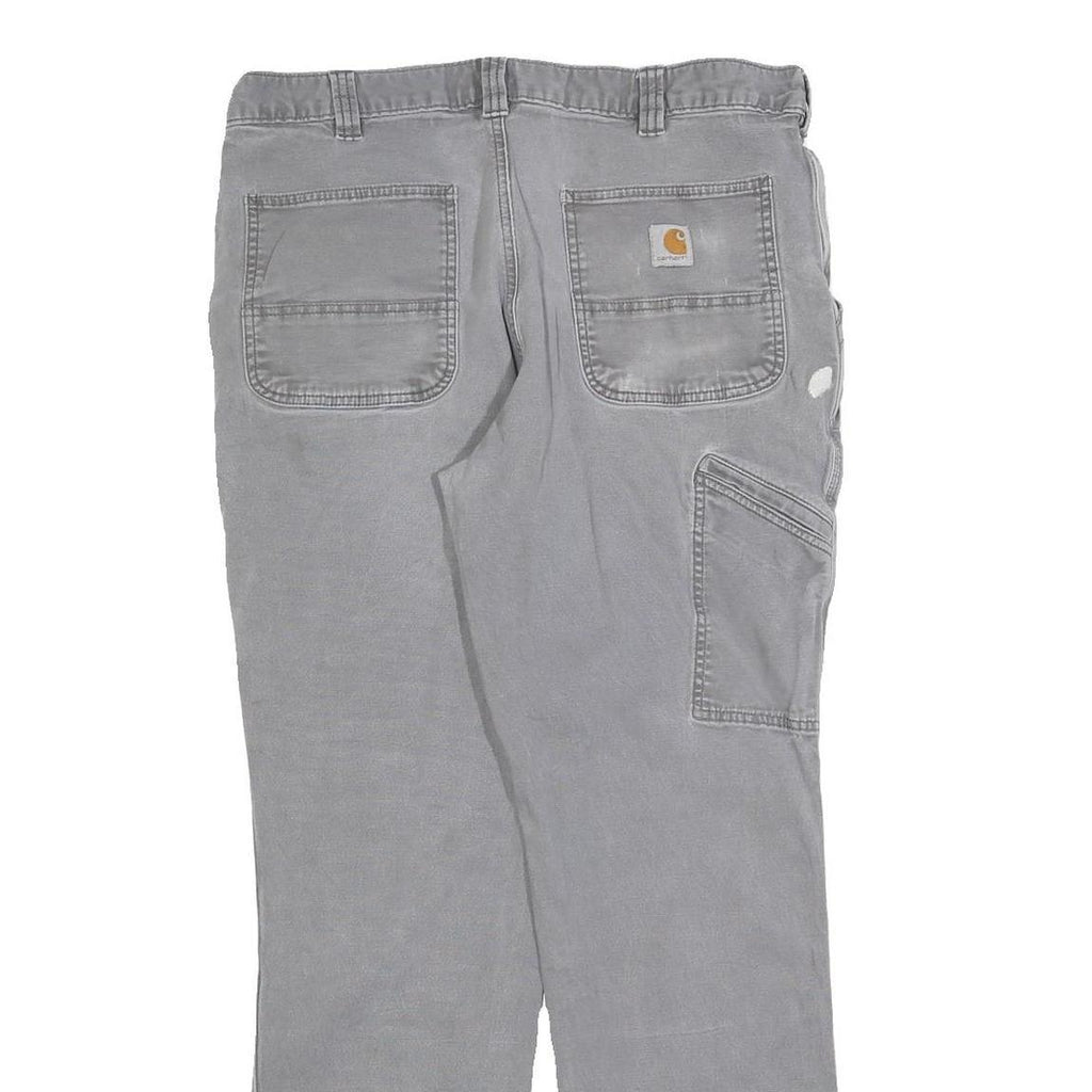 CARHARTT Mens Relaxed Grey Cotton Blend Trousers W36 L29 Workwear Zip Closure