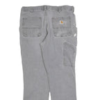 CARHARTT Mens Relaxed Grey Cotton Blend Trousers W36 L29 Workwear Zip Closure