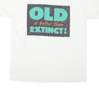 Mens White Graphic T-Shirt XL Short Sleeve Crew Neck Old Extinct Print