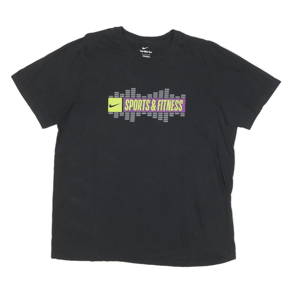 NIKE Mens Black Sports & Fitness Graphic T-Shirt L Short Sleeve Crew Neck