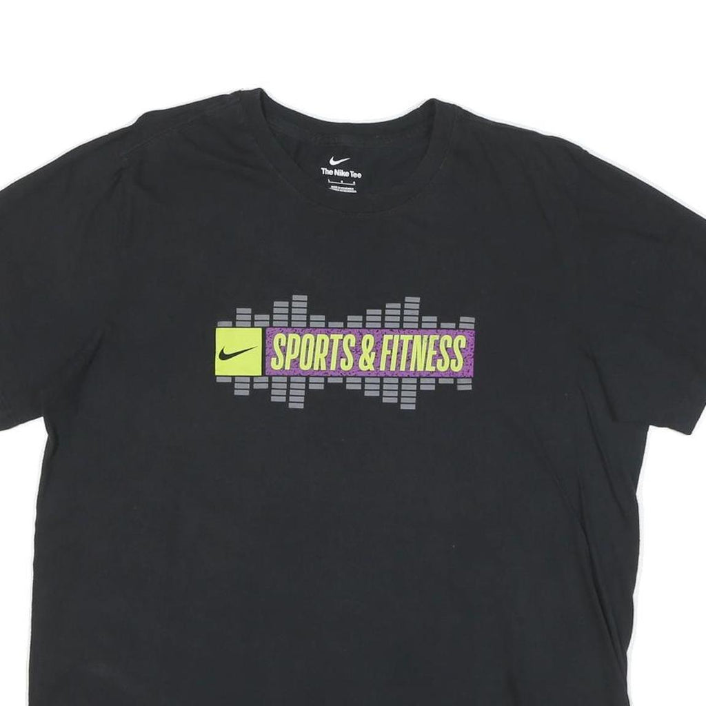 NIKE Mens Black Sports & Fitness Graphic T-Shirt L Short Sleeve Crew Neck