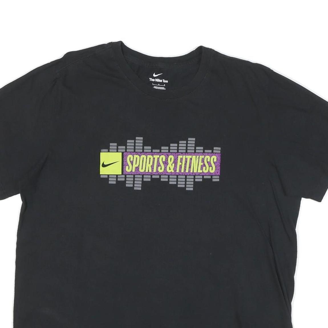 NIKE Mens Black Sports & Fitness Graphic T-Shirt L Short Sleeve Crew Neck