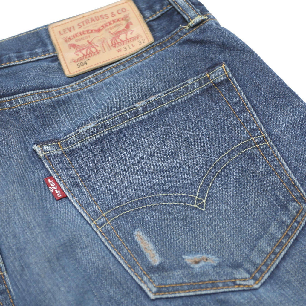 LEVI'S 504 Mens Jeans Blue Regular Straight Denim Medium W31 L32 Classic Fit Zip