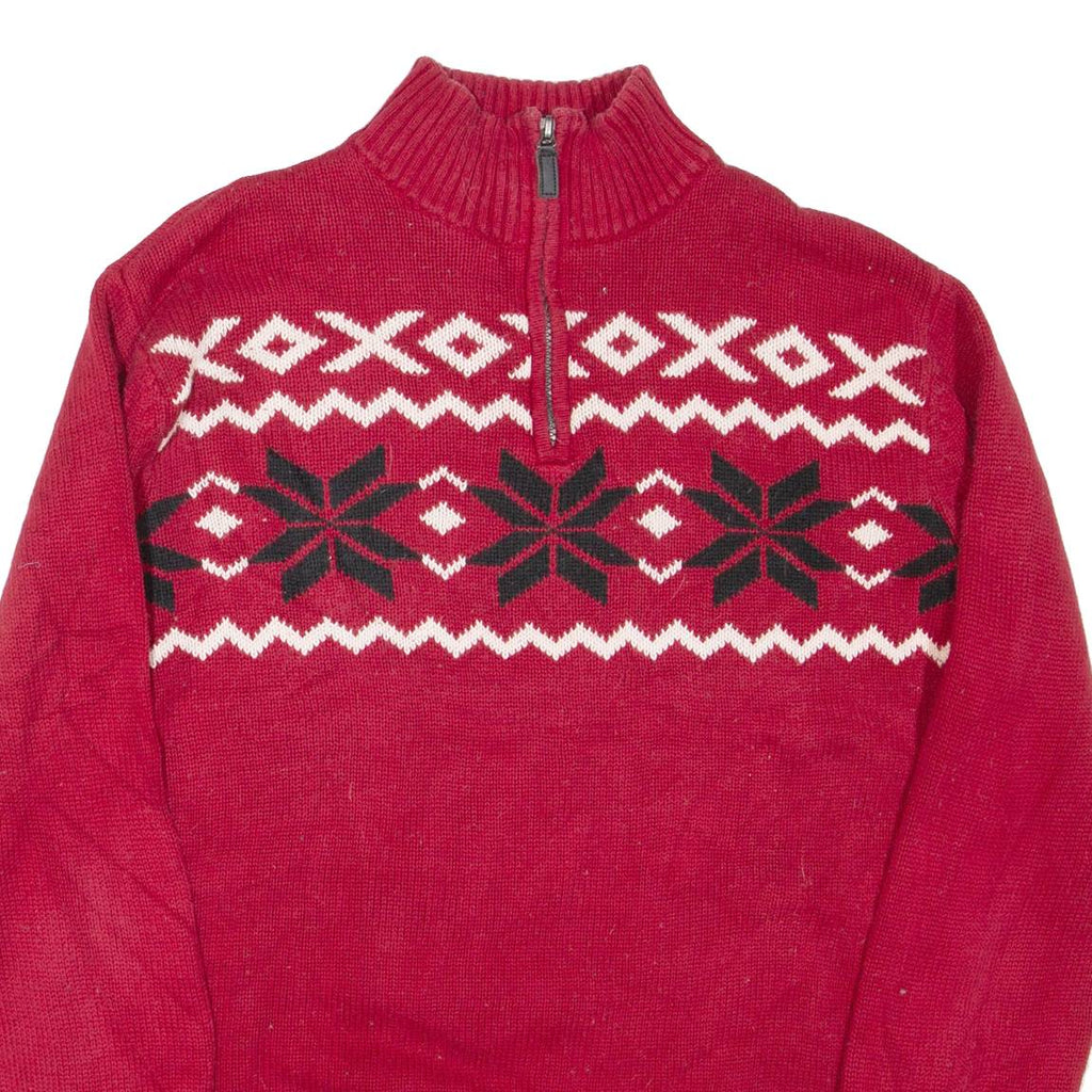 CHAPS Mens Jumper Red 1/4 Zip Tight Knit M