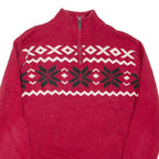 CHAPS Mens Jumper Red 1/4 Zip Tight Knit M