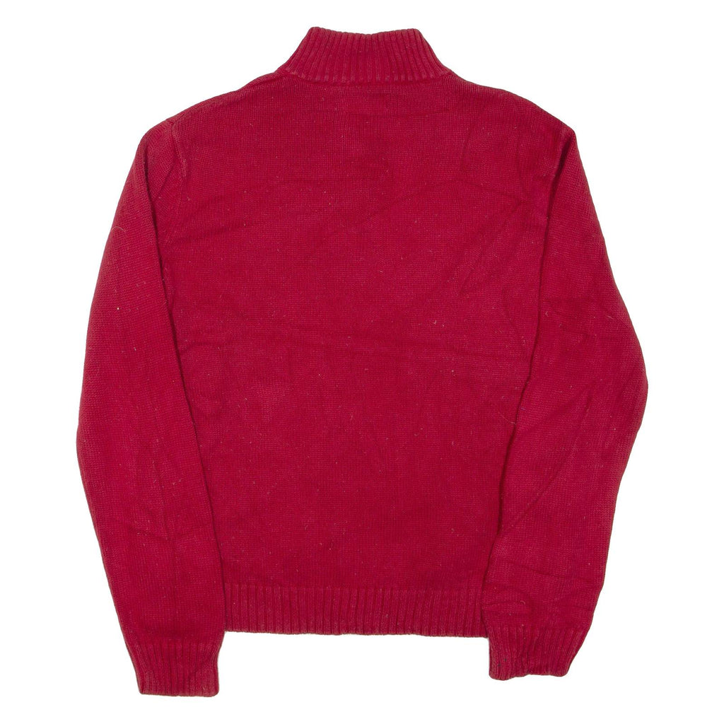 CHAPS Mens Jumper Red 1/4 Zip Tight Knit M