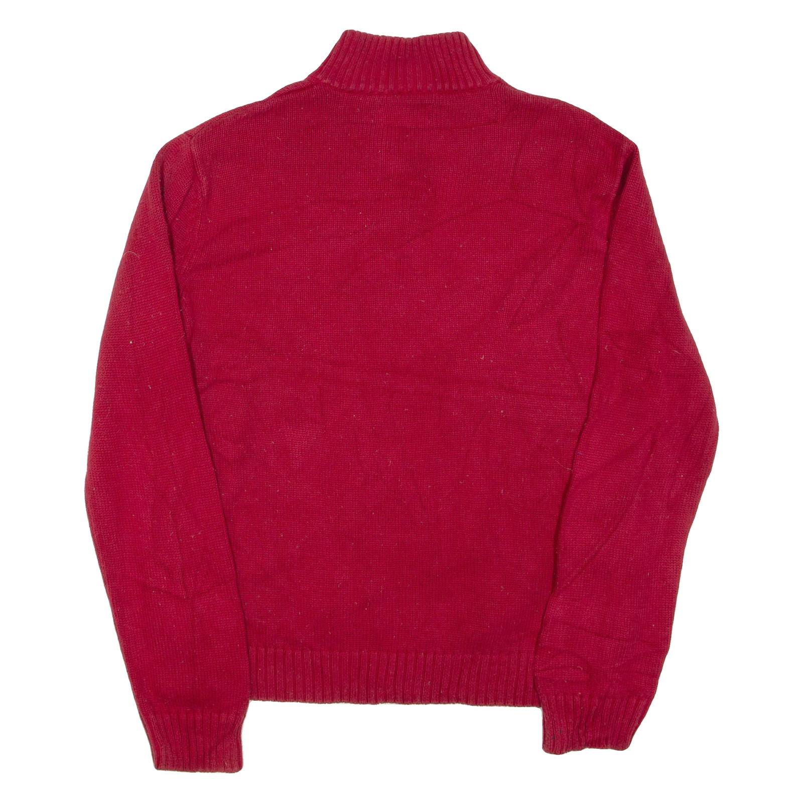 CHAPS Mens Jumper Red 1/4 Zip Tight Knit M