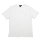 POLO RALPH LAUREN Boys White Plain Tee L Short Sleeve Crew Neck Cotton Blend