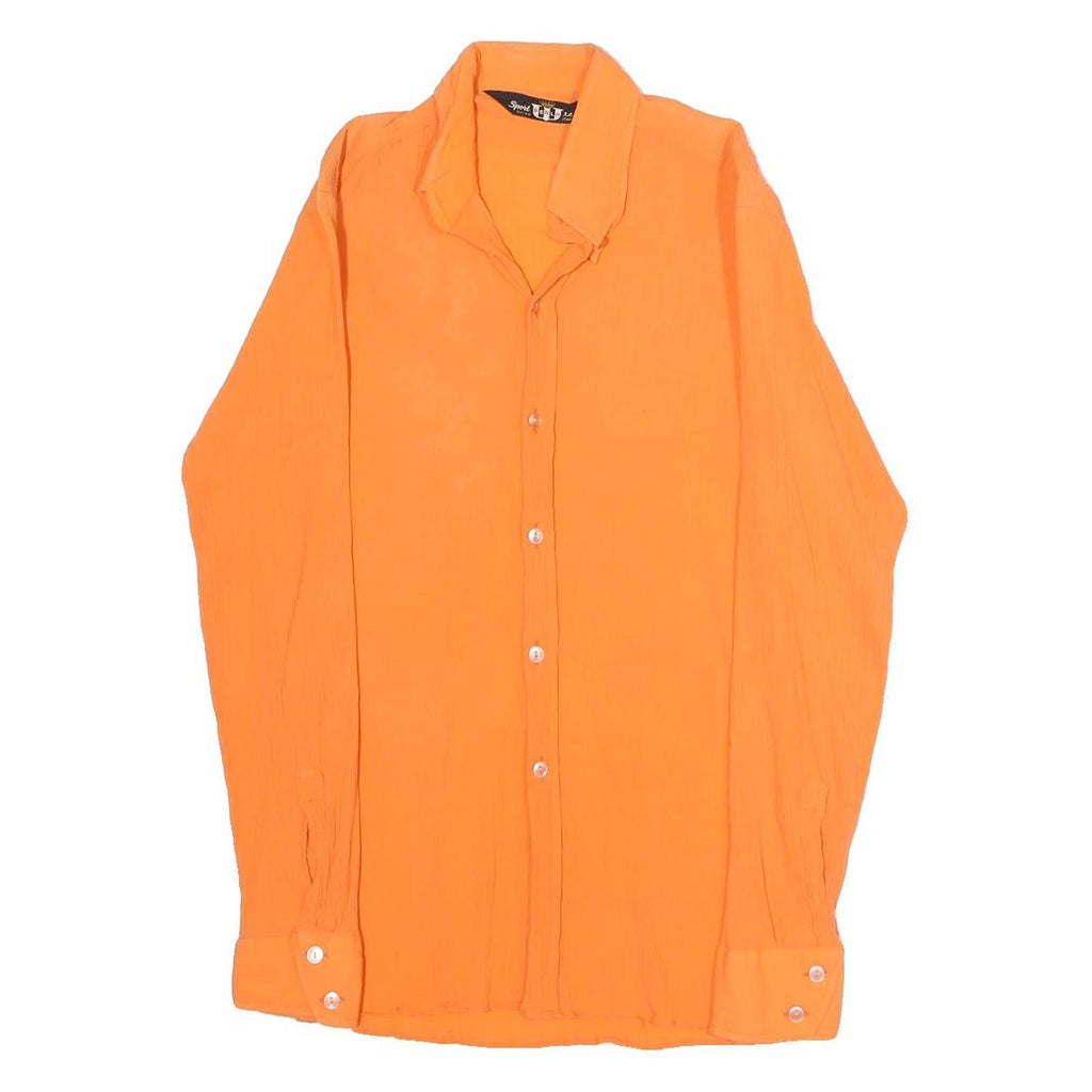 SPORT Mens Orange Shirt S Cotton Blend Lightweight Long Sleeve Casual
