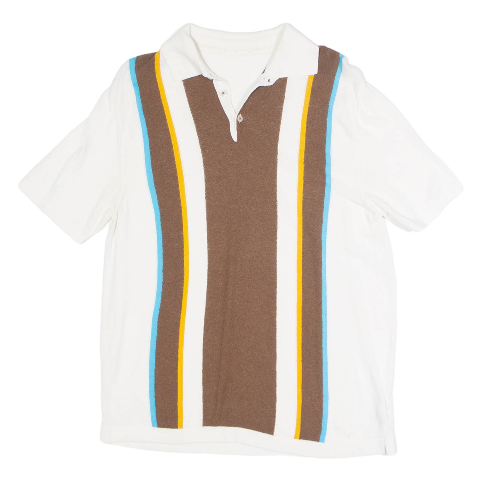 Part Stripe Stretch Mens Polo Shirt White M