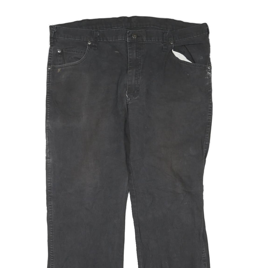 DICKIES Mens Black Regular Straight Denim W40 L30 Workwear Cotton Blend Zip