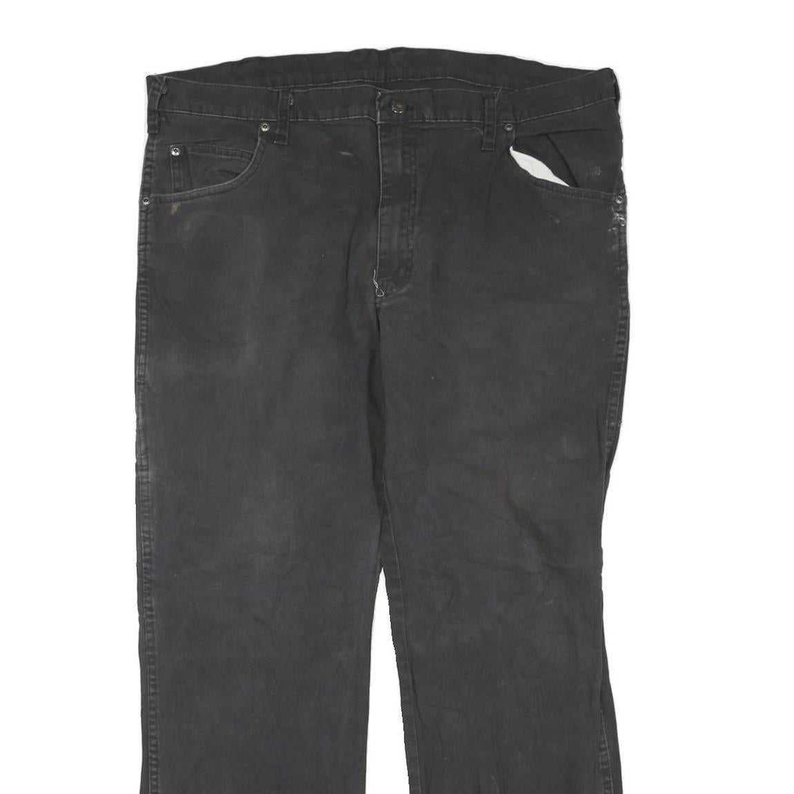 DICKIES Mens Black Regular Straight Denim W40 L30 Workwear Cotton Blend Zip