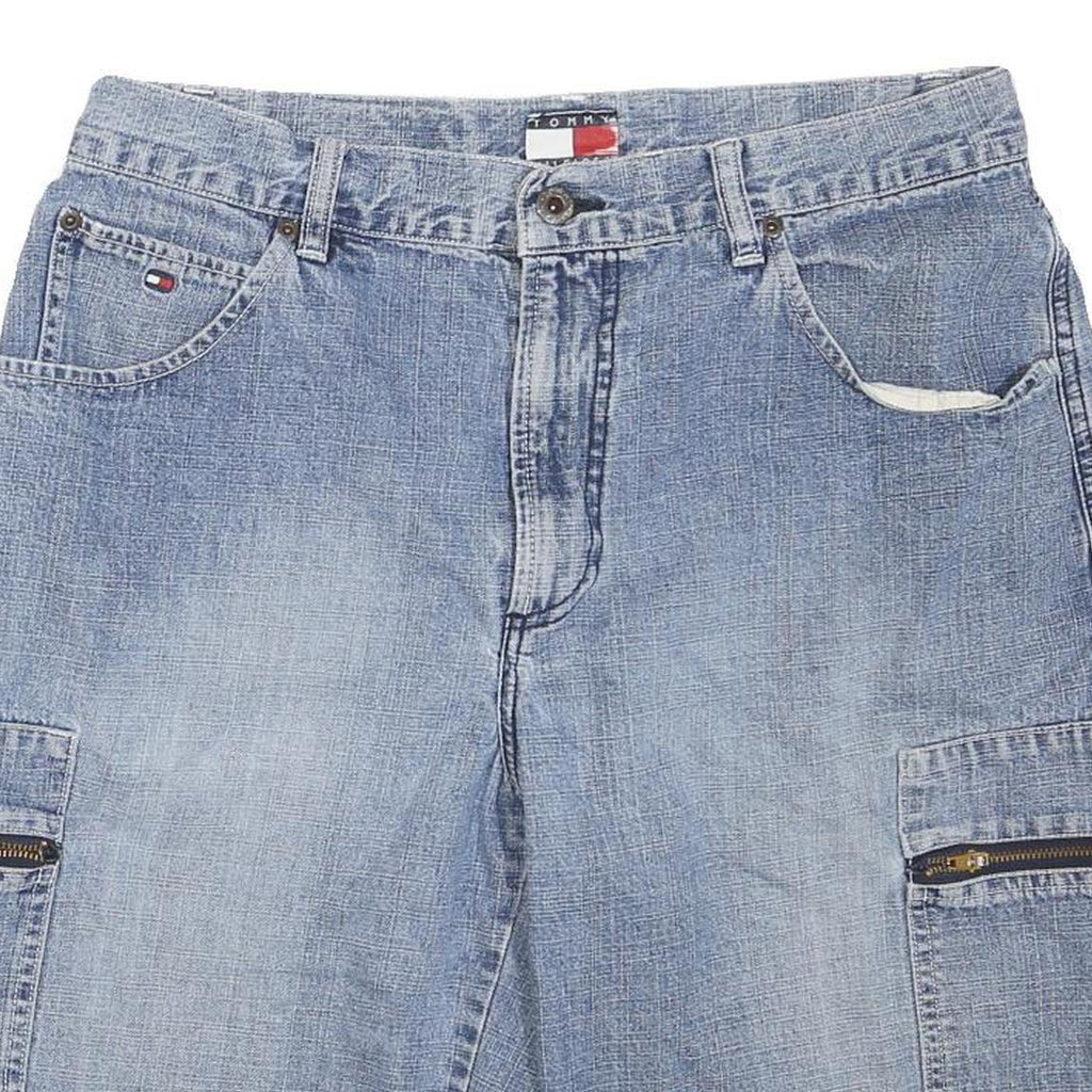 TOMMY HILFIGER Mens Denim Blue Cargo Shorts M W32 Casual Cotton Blend