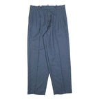 FISTOLA Mens Blue Regular Fit Straight Trousers W32 L32 Classic Tailored Smart