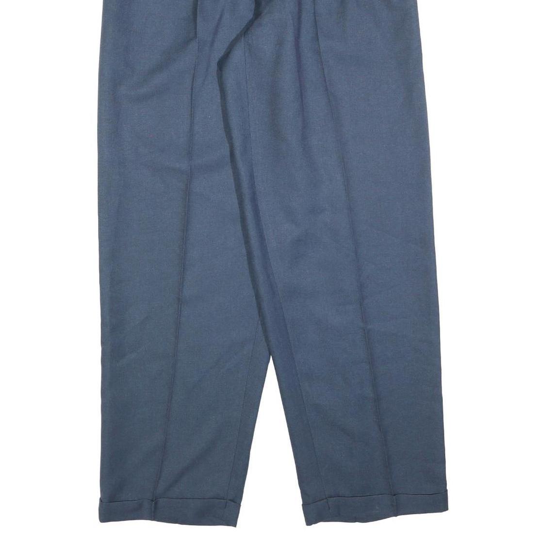 FISTOLA Mens Blue Regular Fit Straight Trousers W32 L32 Classic Tailored Smart