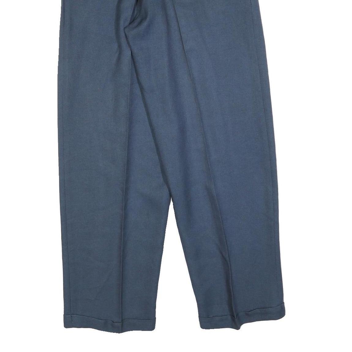 FISTOLA Mens Blue Regular Fit Straight Trousers W32 L32 Classic Tailored Smart