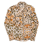 GUESS Womens Shirt Orange Animal Print Long Sleeve S