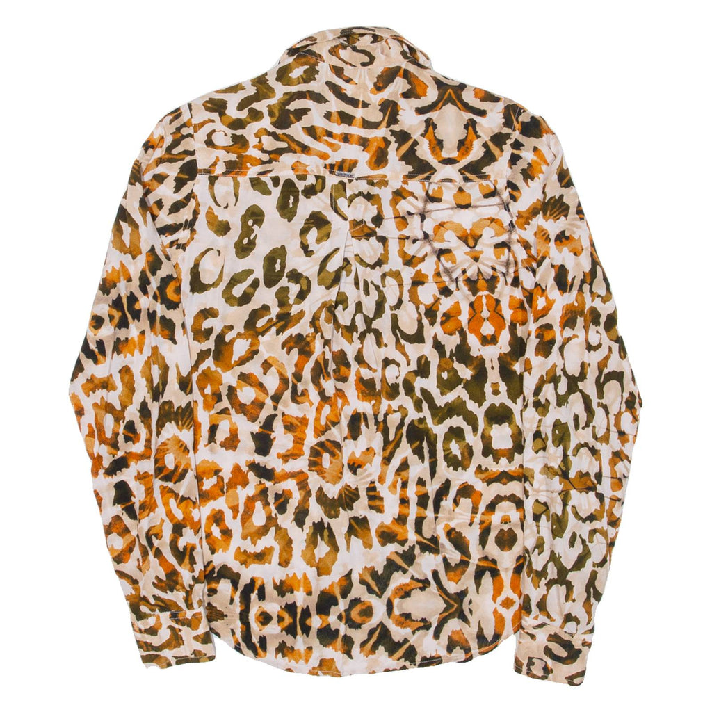 GUESS Womens Shirt Orange Animal Print Long Sleeve S