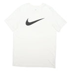 NIKE Mens White L Swoosh Graphic T-Shirt Crew Neck Short Sleeve Cotton Blend