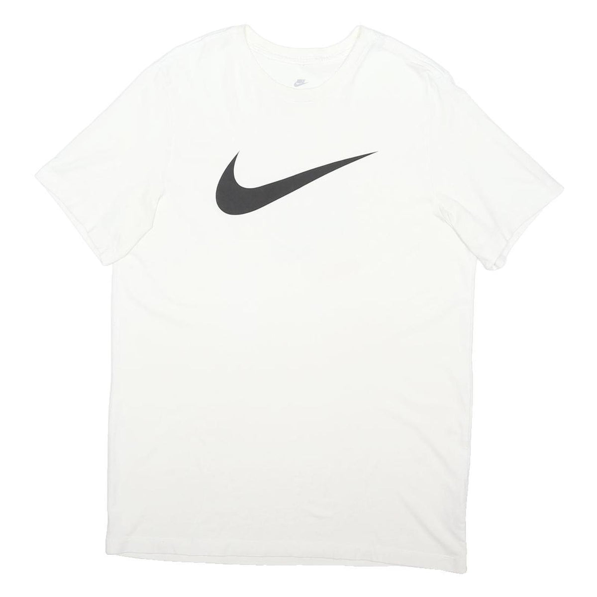 NIKE Mens White L Swoosh Graphic T-Shirt Crew Neck Short Sleeve Cotton Blend