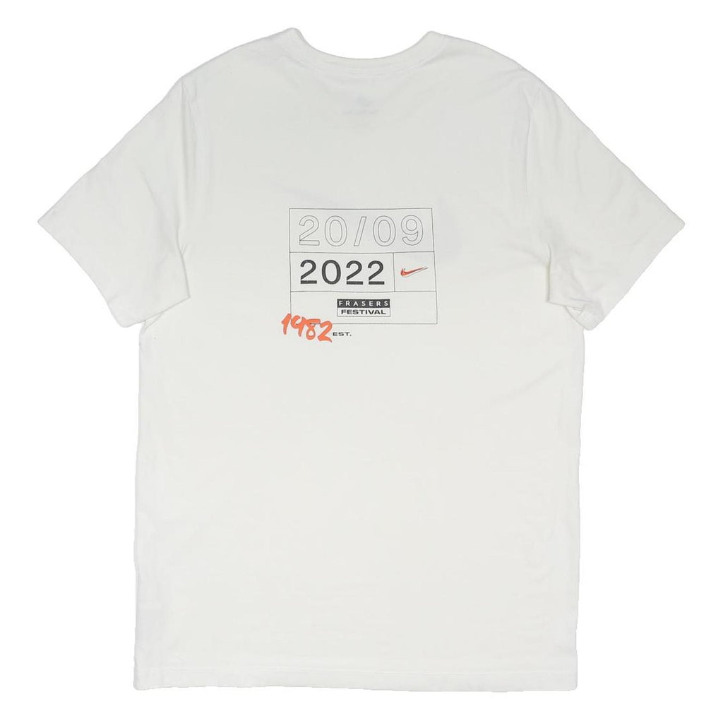 NIKE Mens White L Swoosh Graphic T-Shirt Crew Neck Short Sleeve Cotton Blend