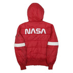 ALPHA INDUSTRIES Mens Red NASA Flight Jacket L Polyester Puffer Hooded Quilted