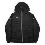 PUMA Mens Black Hooded Jacket M Polyester Quilted Zip Sportswear