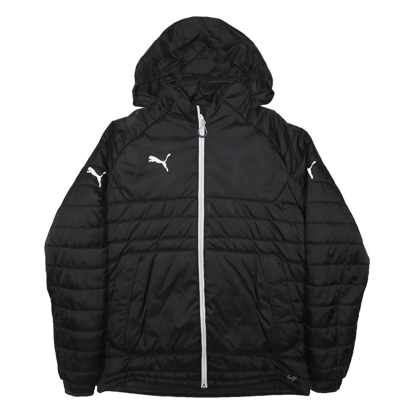 PUMA Mens Black Hooded Jacket M Polyester Quilted Zip Sportswear