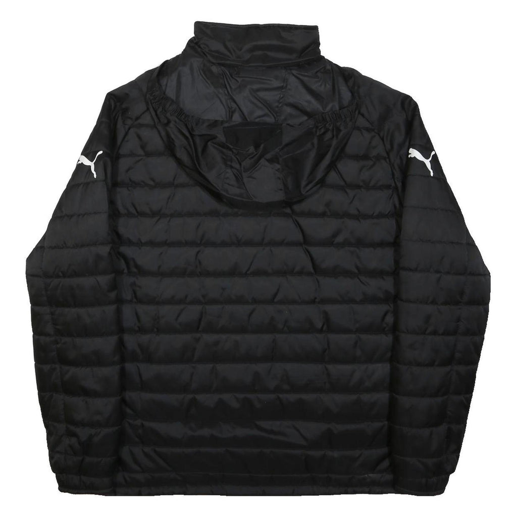 PUMA Mens Black Hooded Jacket M Polyester Quilted Zip Sportswear