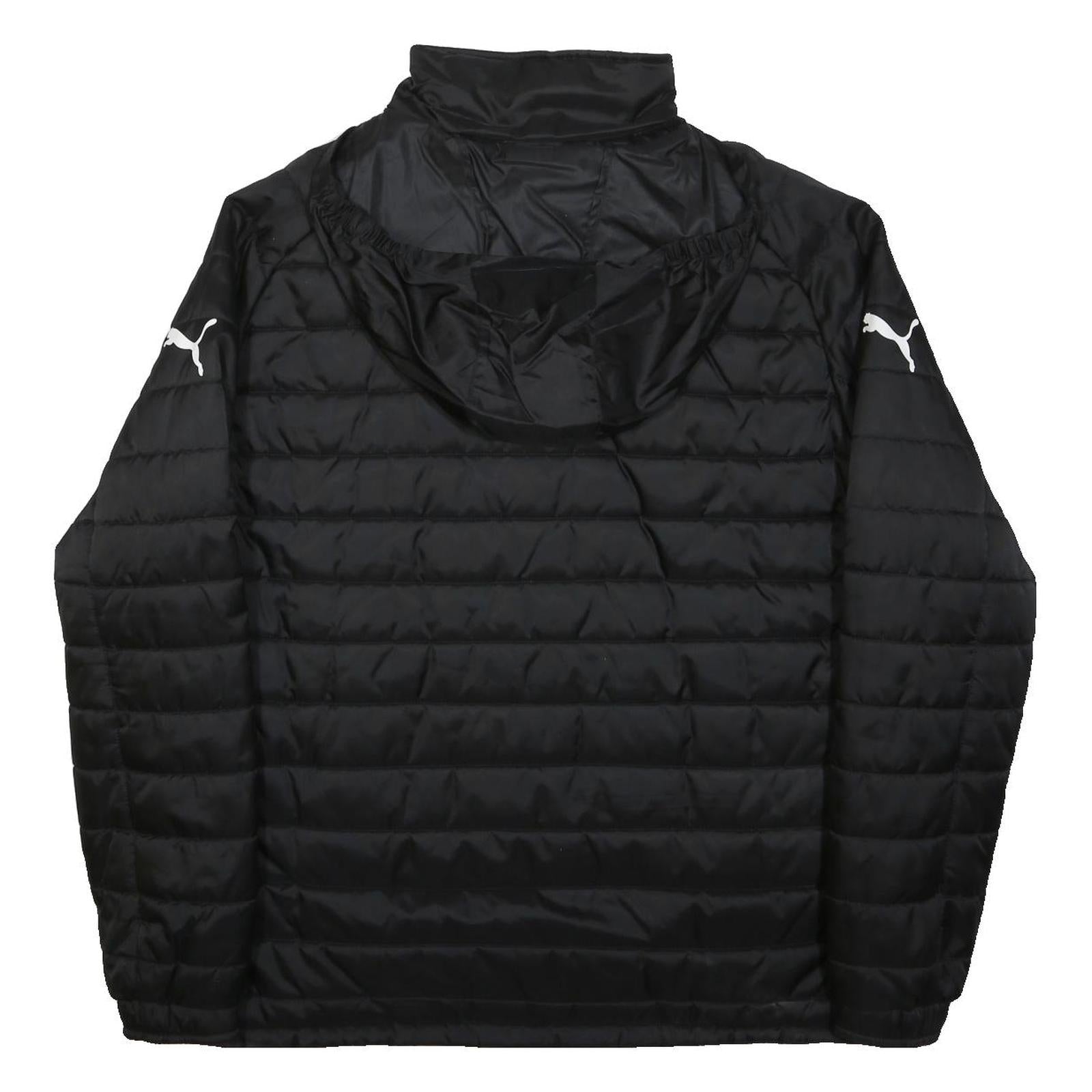 PUMA Mens Black Hooded Jacket M Polyester Quilted Zip Sportswear