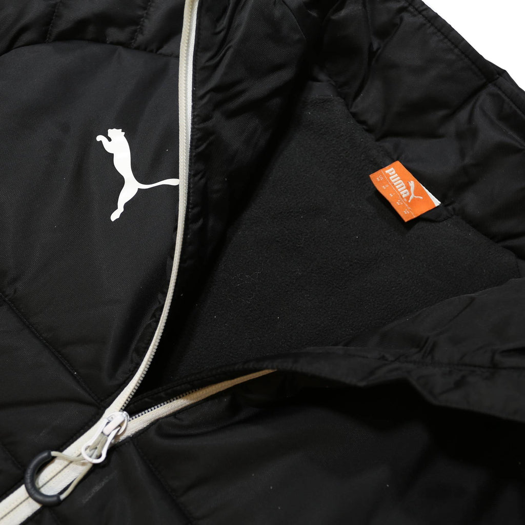 PUMA Mens Black Hooded Jacket M Polyester Quilted Zip Sportswear