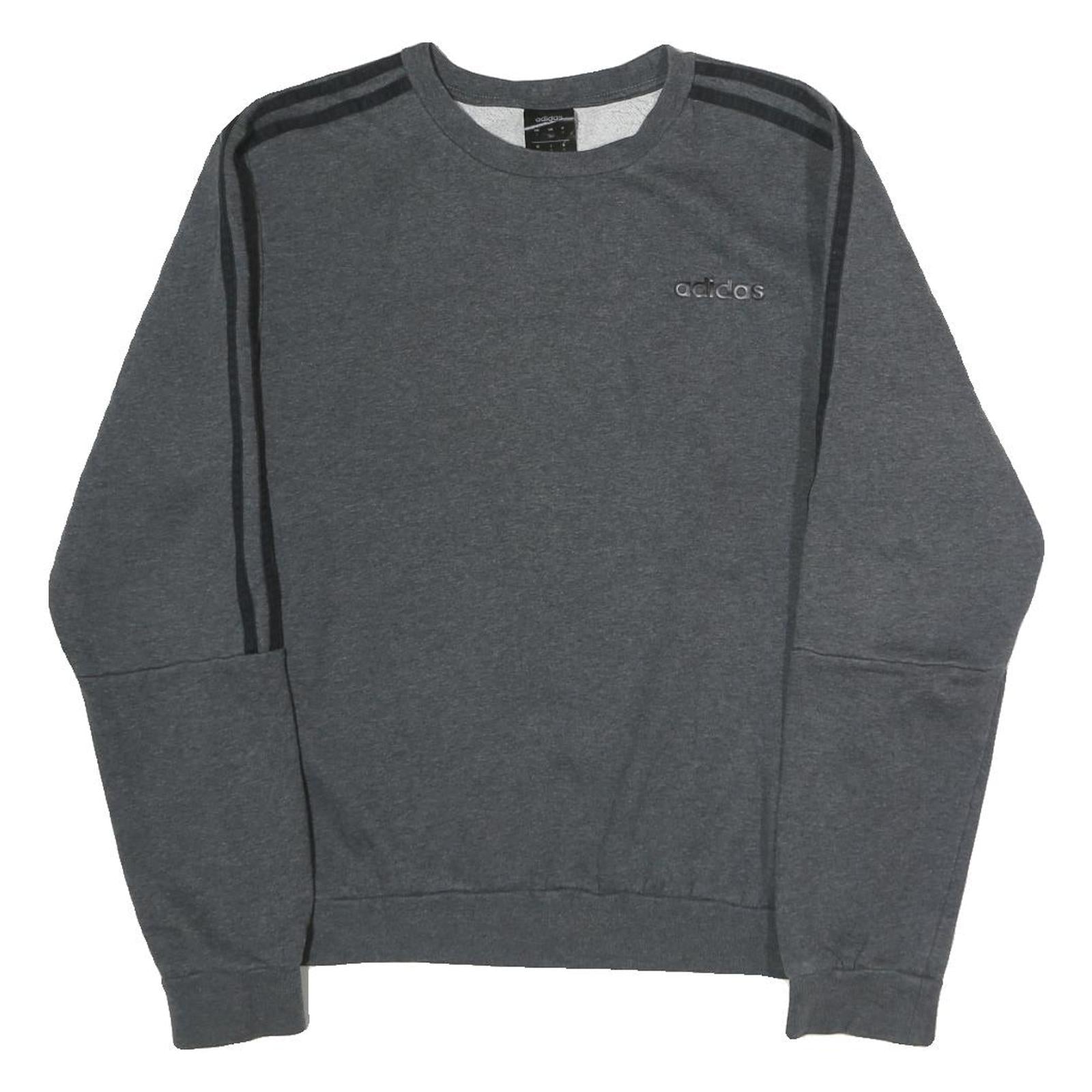 ADIDAS Mens Grey Sweatshirt S Cotton Crew Neck Pullover Sports Casual
