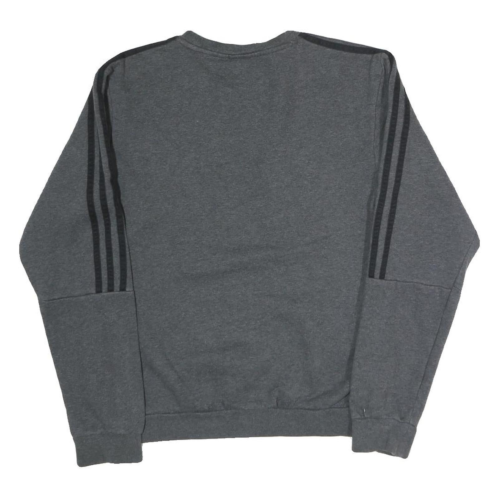 ADIDAS Mens Grey Sweatshirt S Cotton Crew Neck Pullover Sports Casual