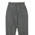 Womens Relaxed Fit Grey Wool Blend Trousers Zip W24 L23 Classic Formal Smart