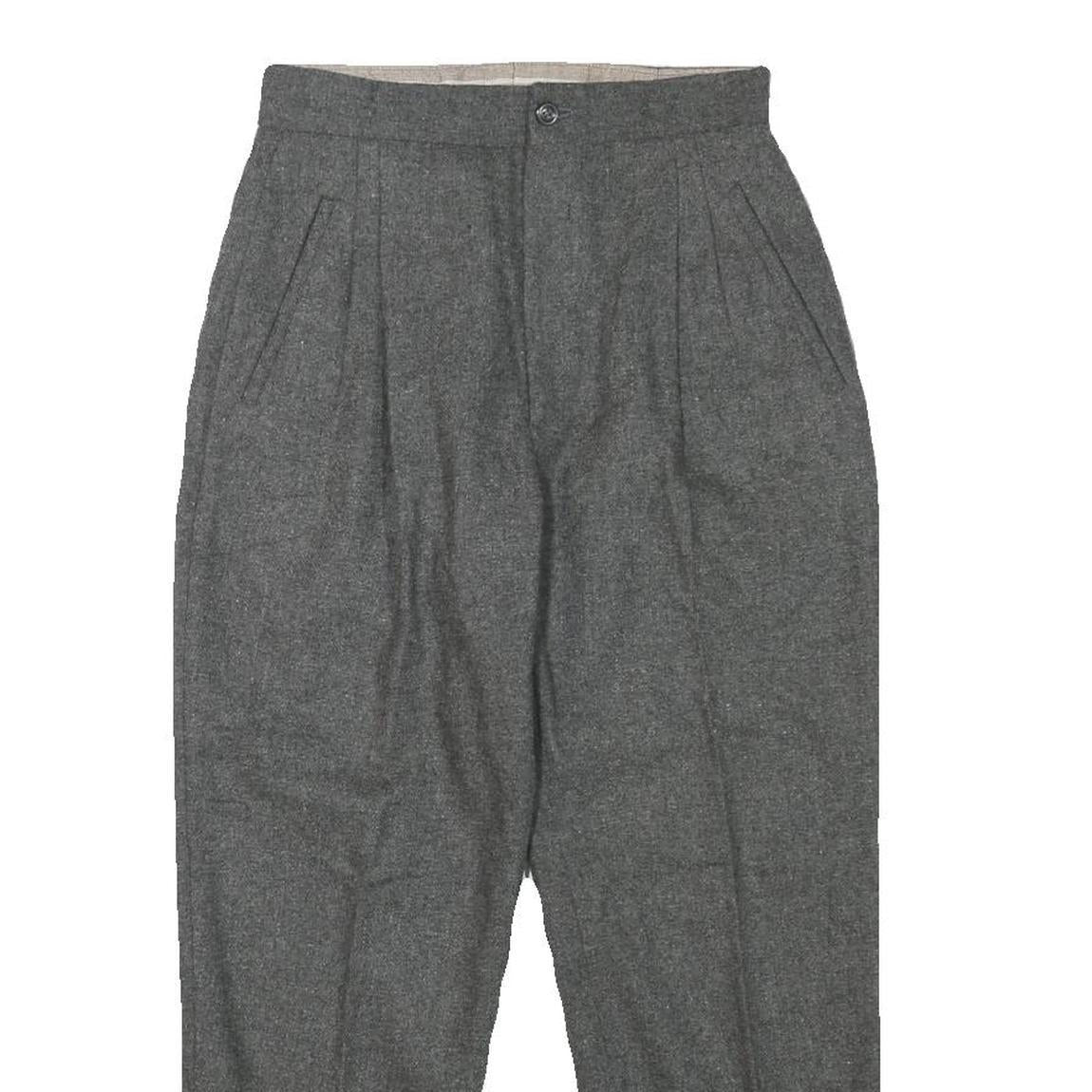 Womens Relaxed Fit Grey Wool Blend Trousers Zip W24 L23 Classic Formal Smart